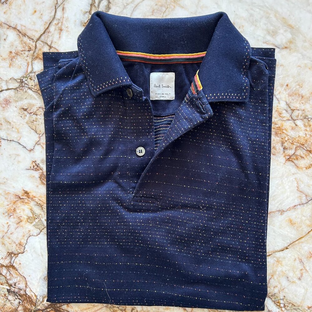 Paul Smith Navy and Orange Polo - Men's size Small